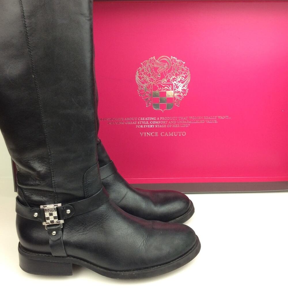 Vince Camuto Farren Leather Riding Boots Black 7M